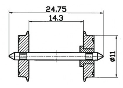 osie DC standard - 2 bucati - H0