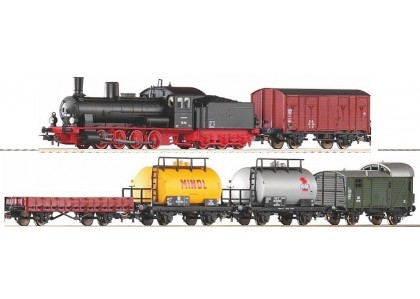 Startset analog cu locomotiva G7.1 si 5 vagoane marfa DR - H0 PIKO 57123