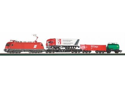 startset analog cu locomotiva TAURUS si 3 vagoane marfa ÖBB - H0 PIKO 57177